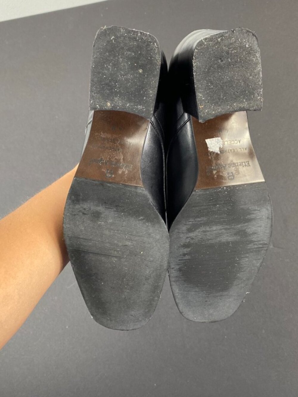 Etienne Aigner Black Buckle Block Heel Y2K Booties Shoes 6M - Picture 6 of 8